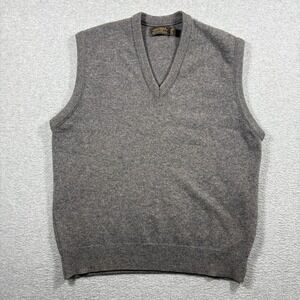 Vintage 90s Eddie Bauer Lambswool Sweater Vest Mens Large Tall Gray V-Neck USA
